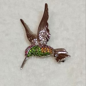 Charming 2" Rhinestone Hummingbird. Pin